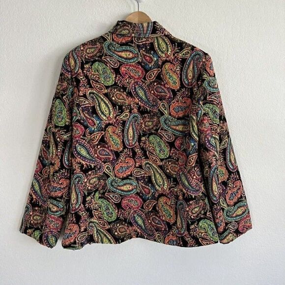 Requirements Vintage 90s Women Size M Black & Paisley Jacket Quilted Puffer NWOT - Picture 2 of 7